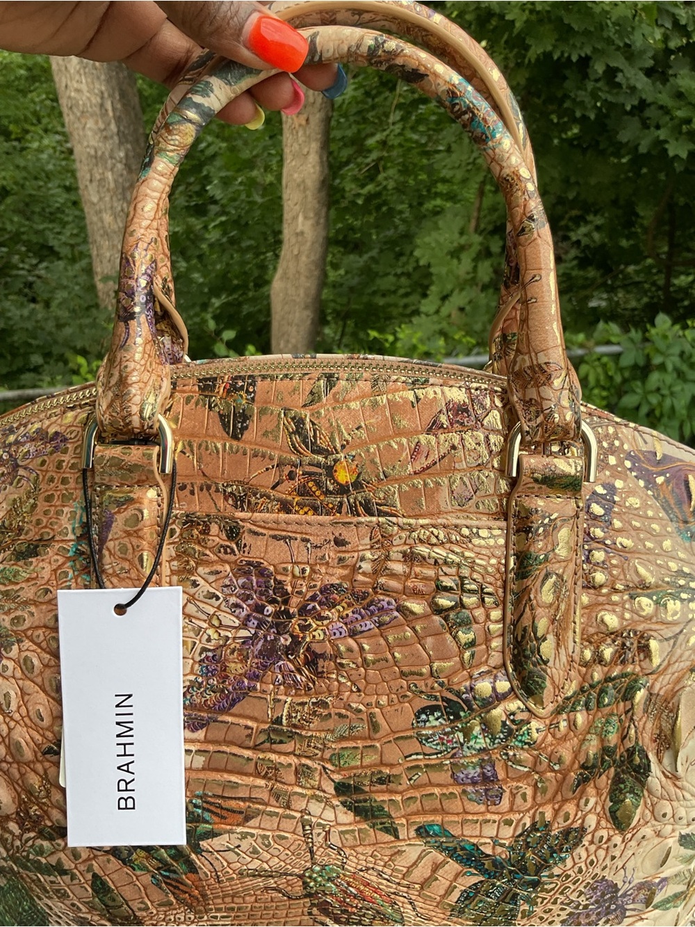 Brahmin Duxbury Satchel Hill Garden Genuine Leather Handbag NWT - Picture 6 of 17